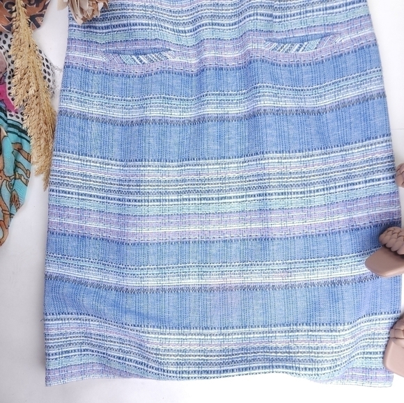 Talbots Blue Striped Tweed Shift Dress Sz 8 - Picture 6 of 15